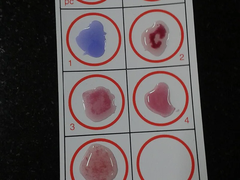 Widal test slide showing agglutination wells for typhoid testing